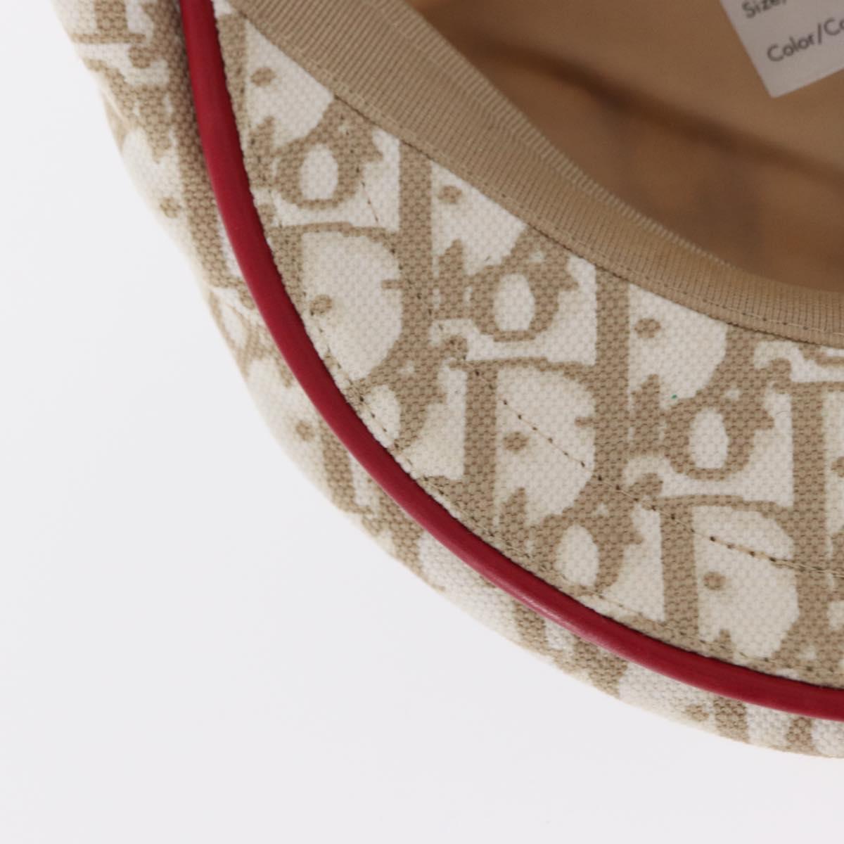 Christian Dior Trotter Canvas Cap Beige Auth mr1632V
