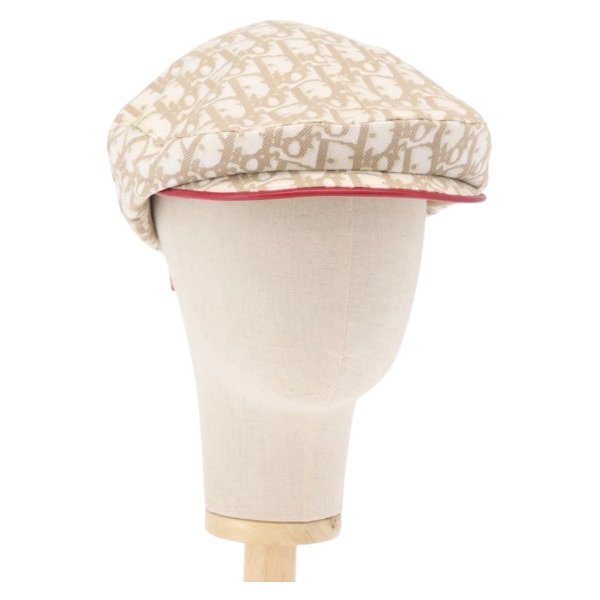 Christian Dior Trotter Canvas Cap Beige Auth mr1632V