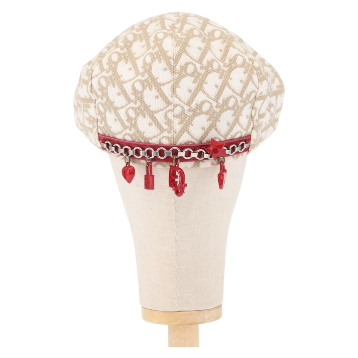 Christian Dior Trotter Canvas Cap Beige Auth mr1632V