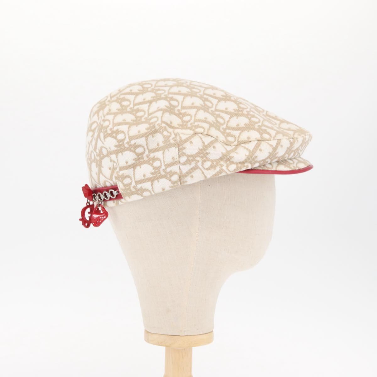 Christian Dior Trotter Canvas Cap Beige Auth mr1632V