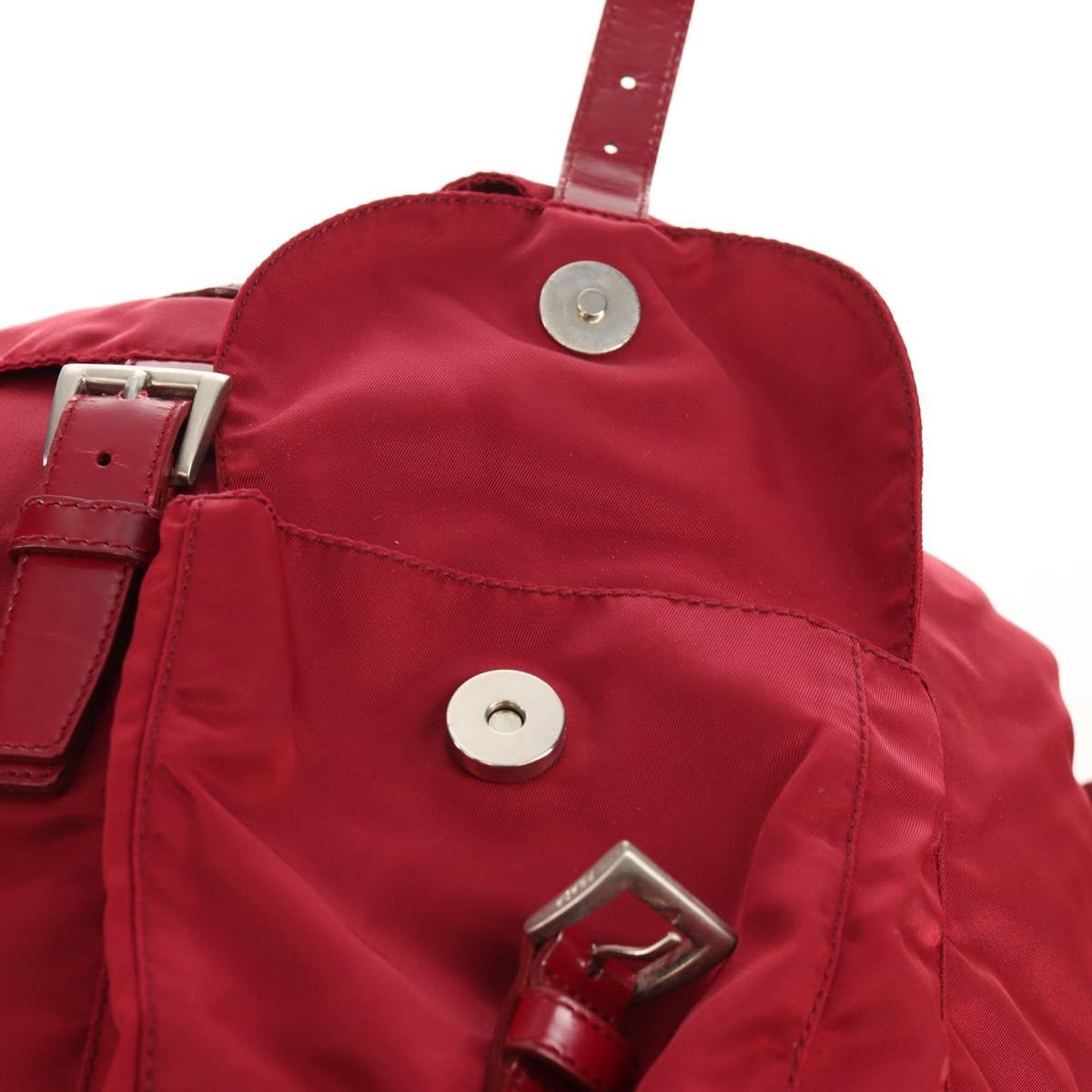 PRADA Backpack Nylon Red Silver Auth mr1633V
