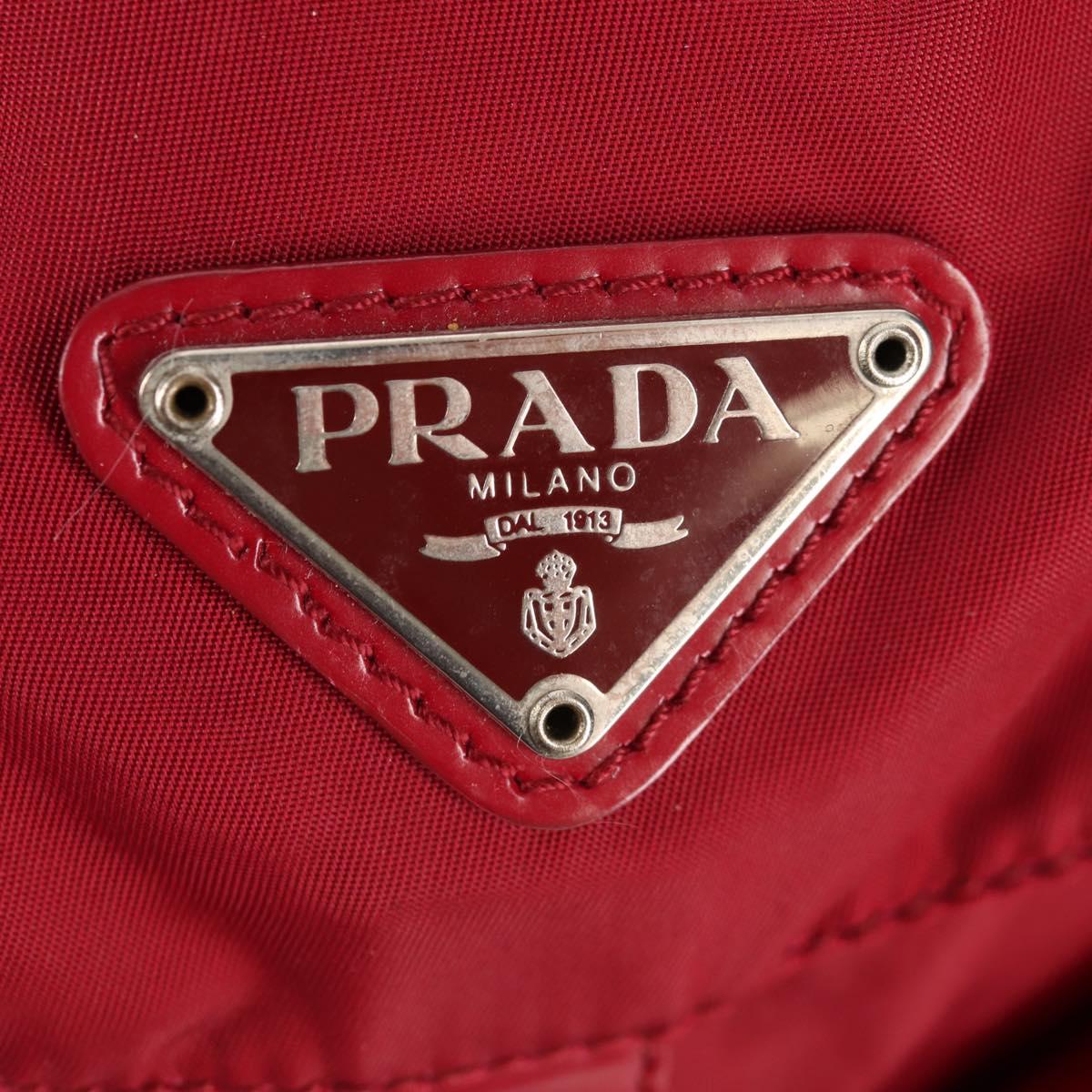 PRADA Backpack Nylon Red Silver Auth mr1633V