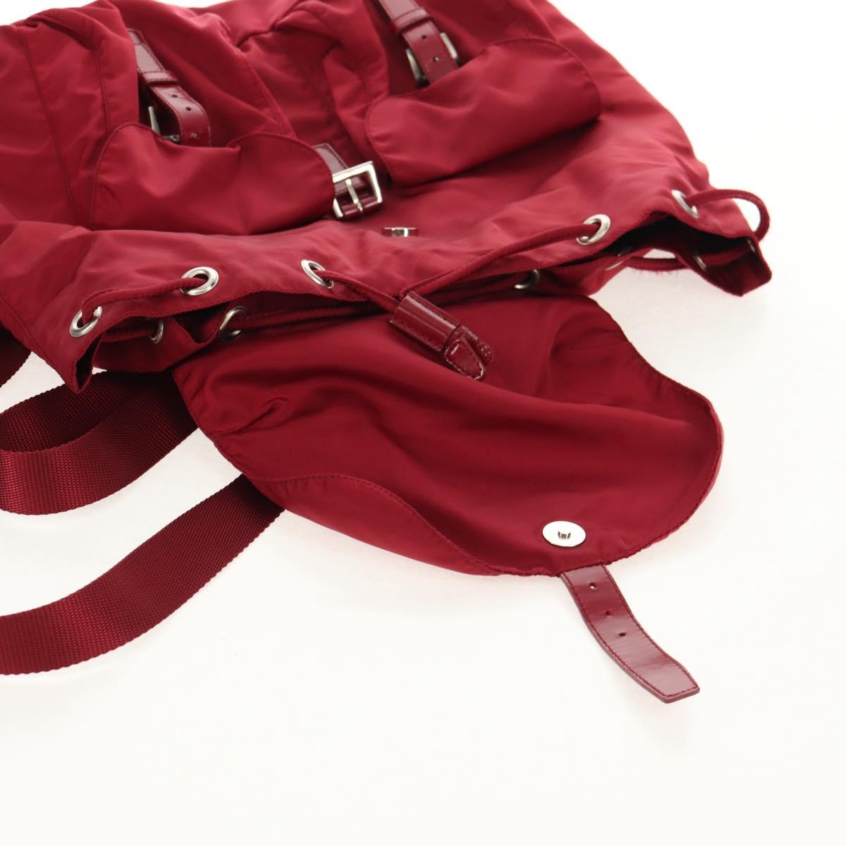 PRADA Backpack Nylon Red Silver Auth mr1633V