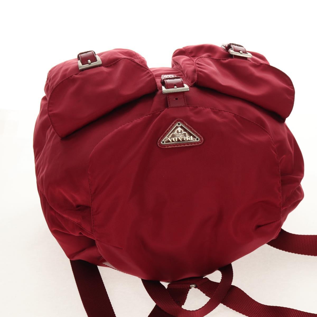 PRADA Backpack Nylon Red Silver Auth mr1633V