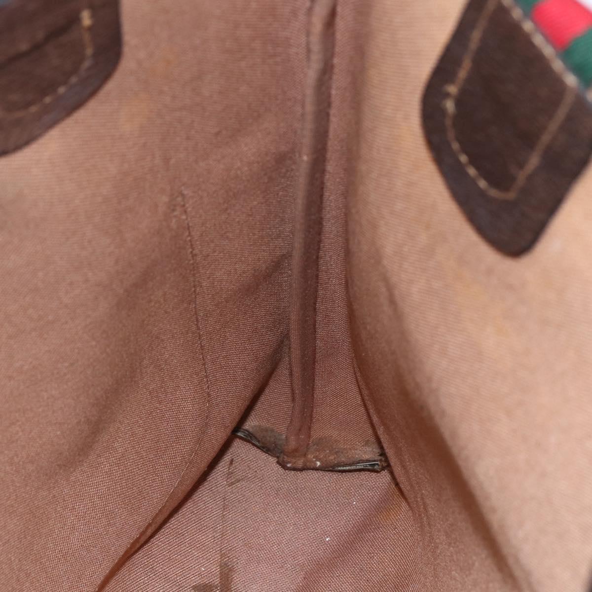 GUCCI GG Supreme Web Sherry Line Tote Bag PVC Beige Auth mr1634