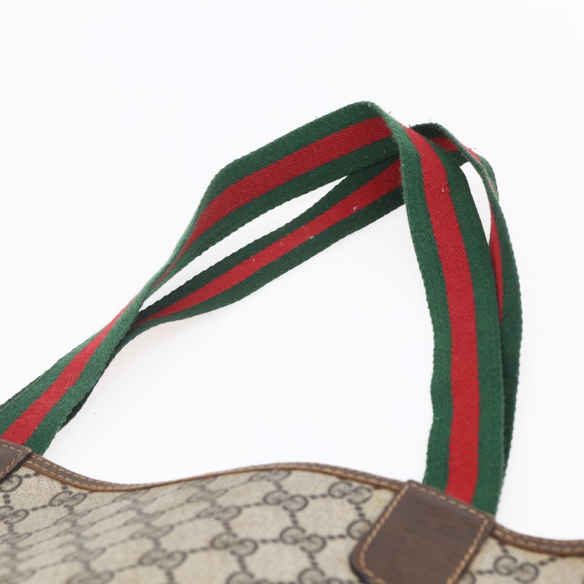 GUCCI GG Supreme Web Sherry Line Tote Bag PVC Beige Auth mr1634