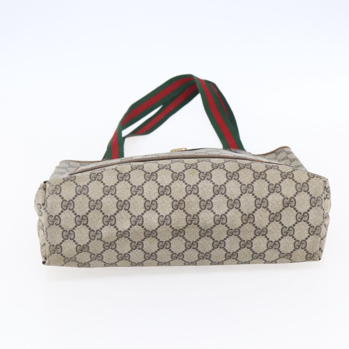 GUCCI GG Supreme Web Sherry Line Tote Bag PVC Beige Auth mr1634