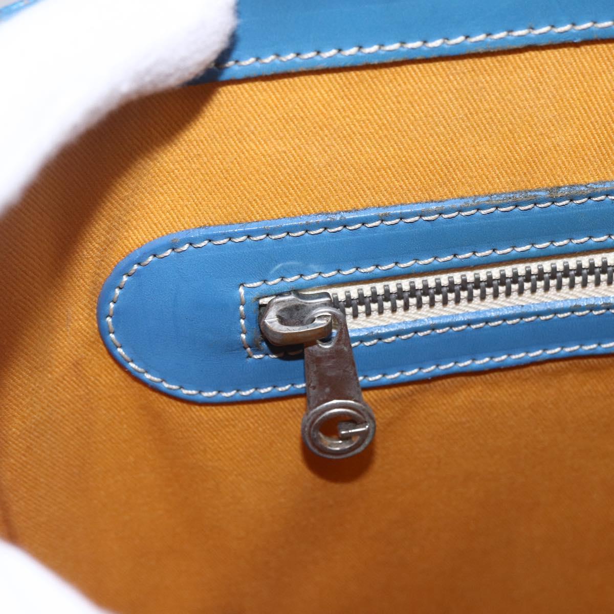 GOYARD Herringbone COMOR GM Tote Bag PVC Canvas Blue Silver Auth mr1635