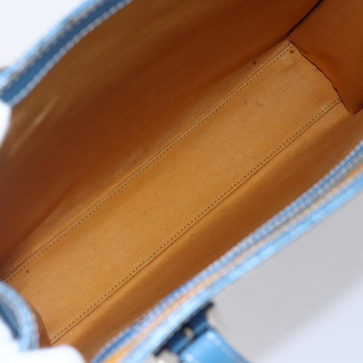 GOYARD Herringbone COMOR GM Tote Bag PVC Canvas Blue Silver Auth mr1635