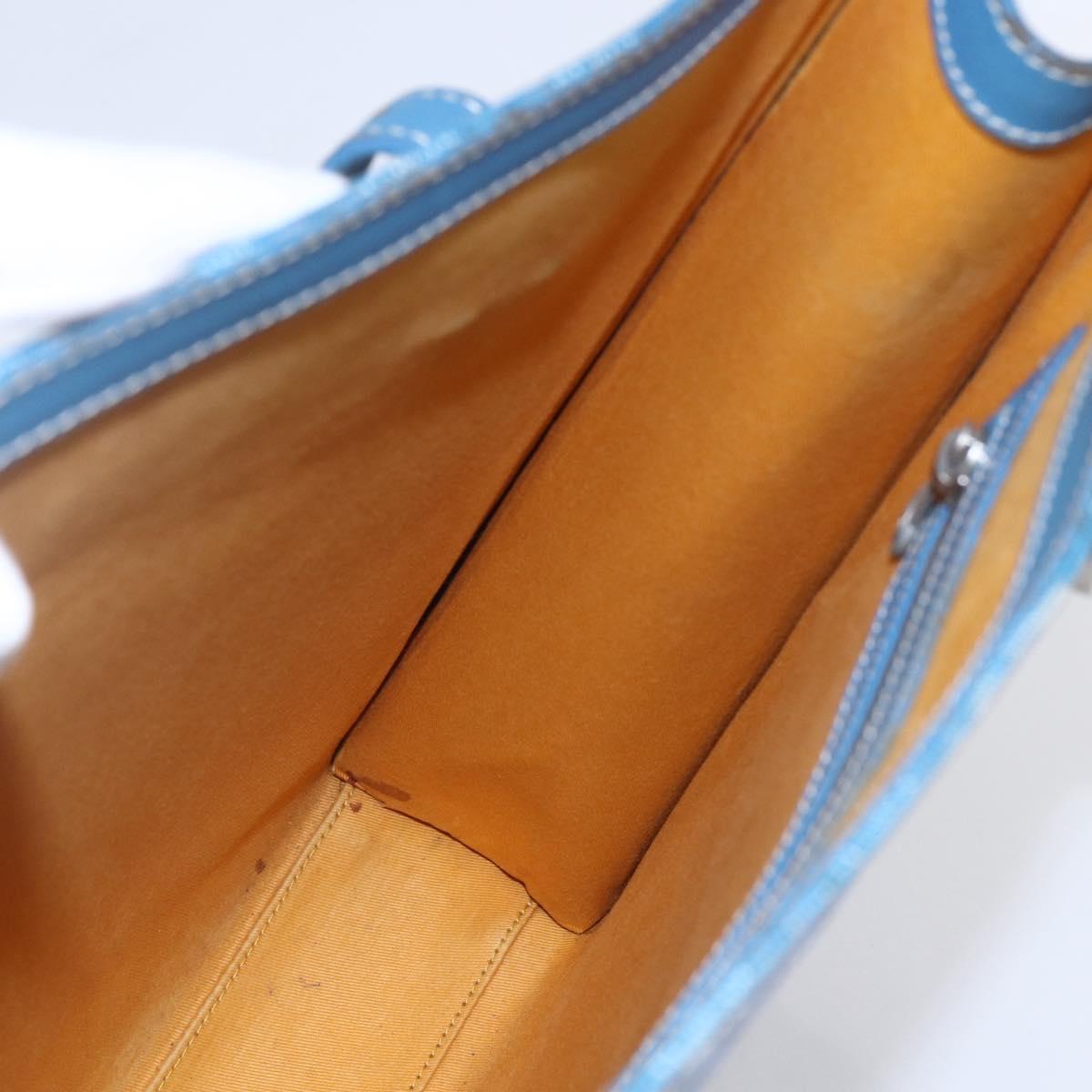 GOYARD Herringbone COMOR GM Tote Bag PVC Canvas Blue Silver Auth mr1635