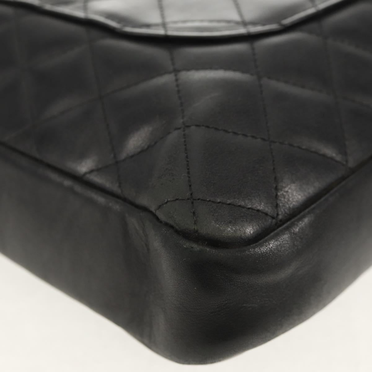 CHANEL Cambon Line Shoulder Bag Leather Black Silver CC Auth mr1637A