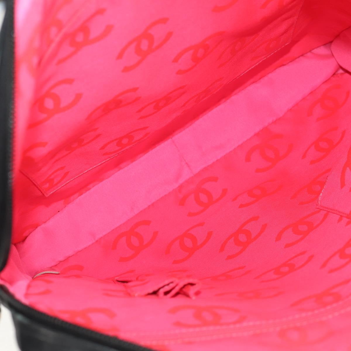 CHANEL Cambon Line Shoulder Bag Leather Black Silver CC Auth mr1637A