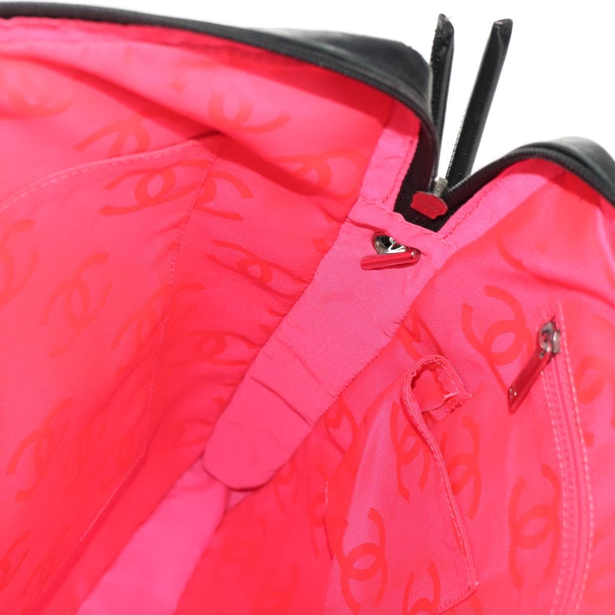 CHANEL Cambon Line Shoulder Bag Leather Black Silver CC Auth mr1637A