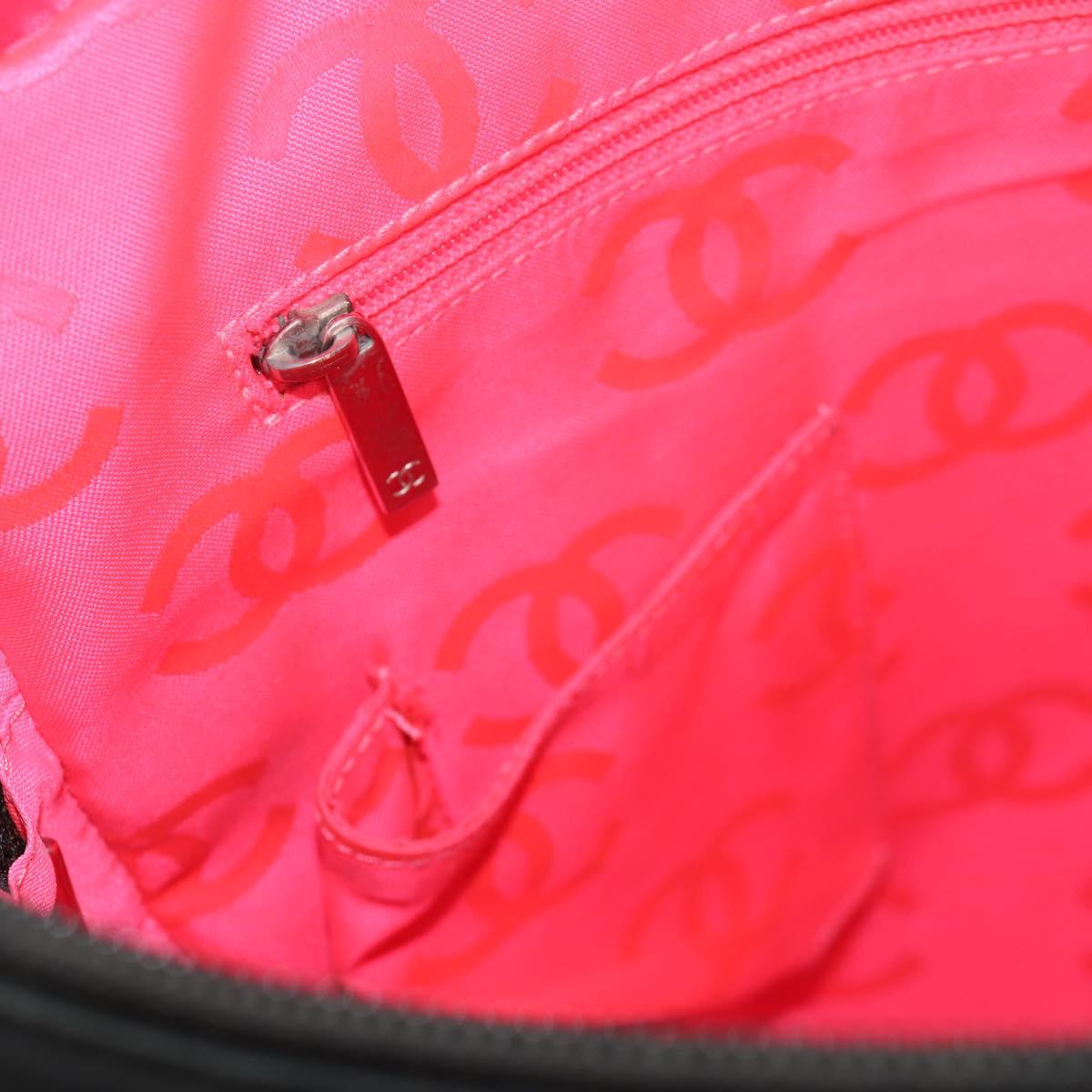 CHANEL Cambon Line Shoulder Bag Leather Black Silver CC Auth mr1637A