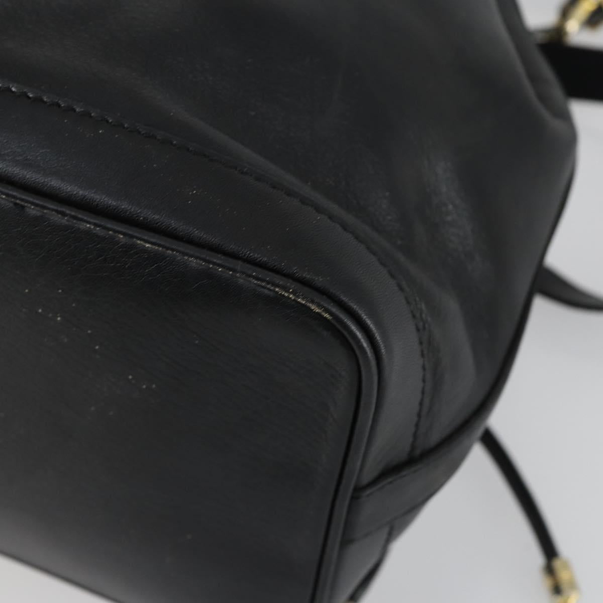 CELINE Shoulder Bag Leather Black Gold Auth mr1642
