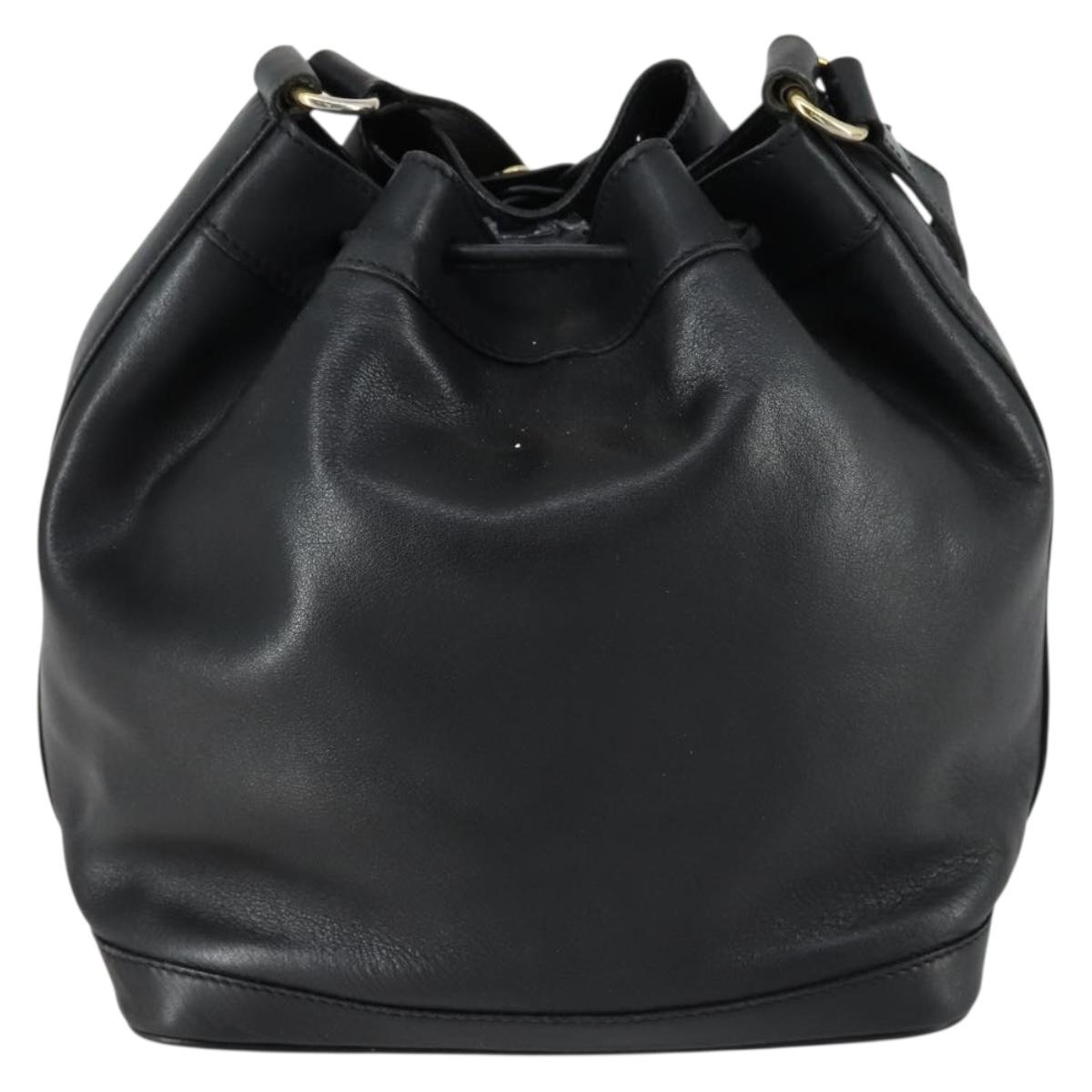 CELINE Shoulder Bag Leather Black Gold Auth mr1642