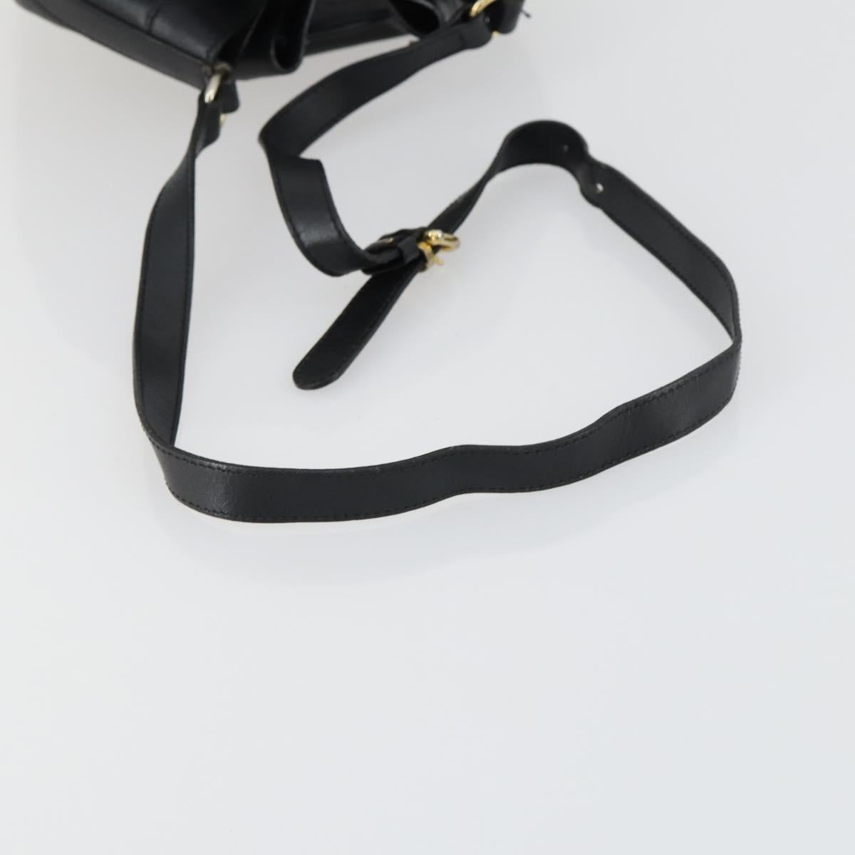 CELINE Shoulder Bag Leather Black Gold Auth mr1642