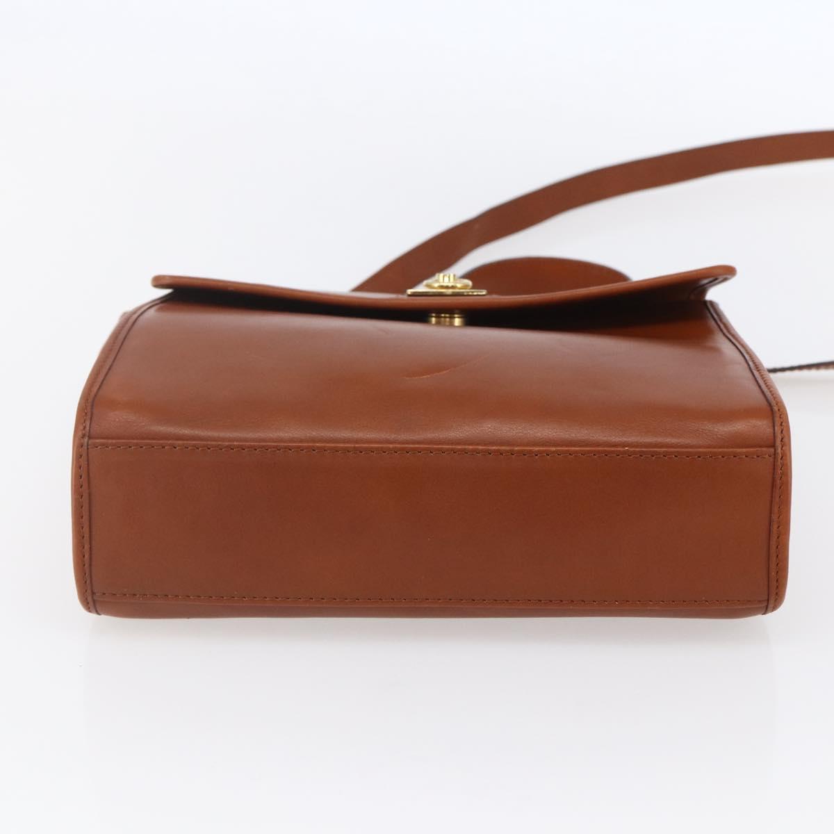 CELINE Hand Bag Leather 2way Brown gold Auth mr1643