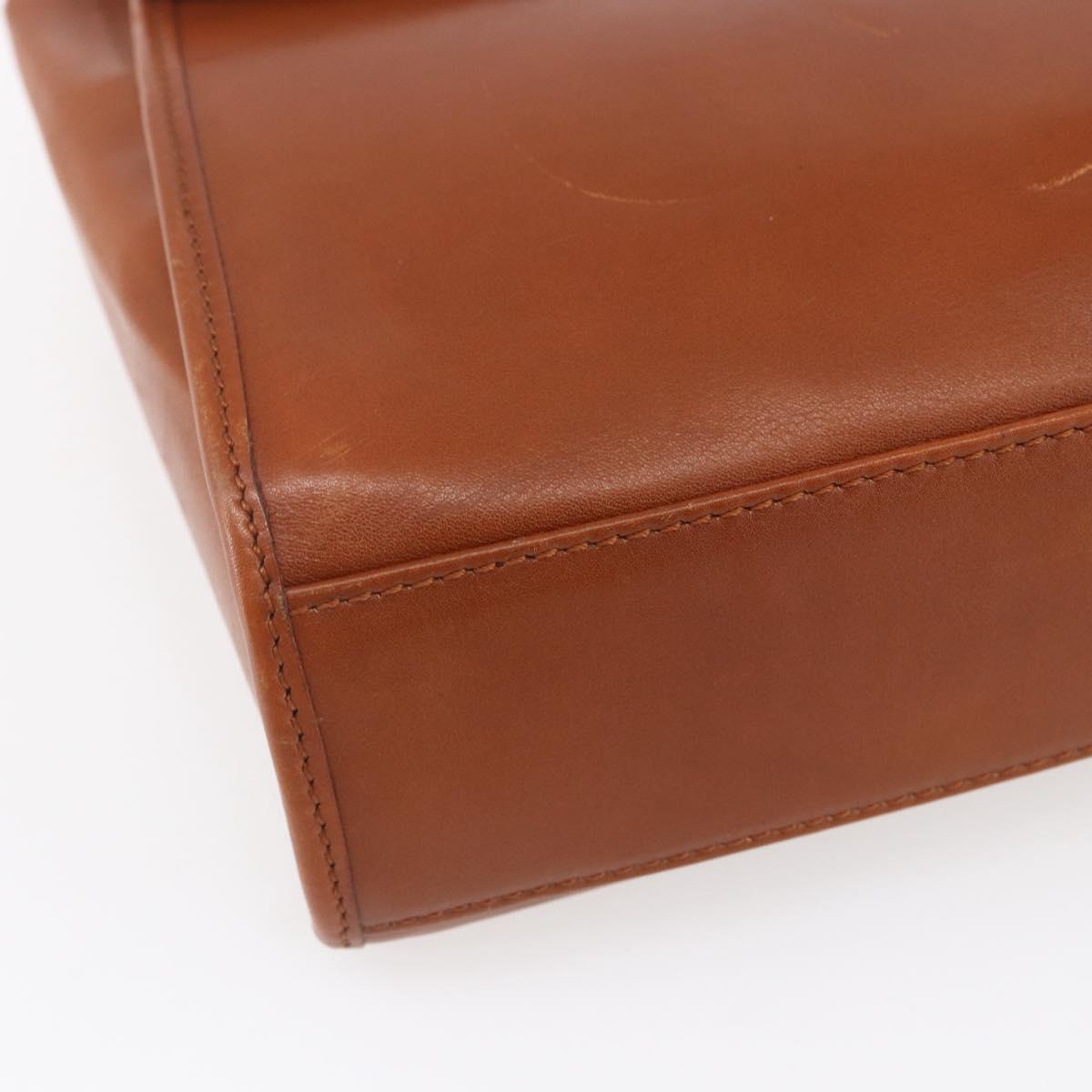 CELINE Hand Bag Leather 2way Brown gold Auth mr1643