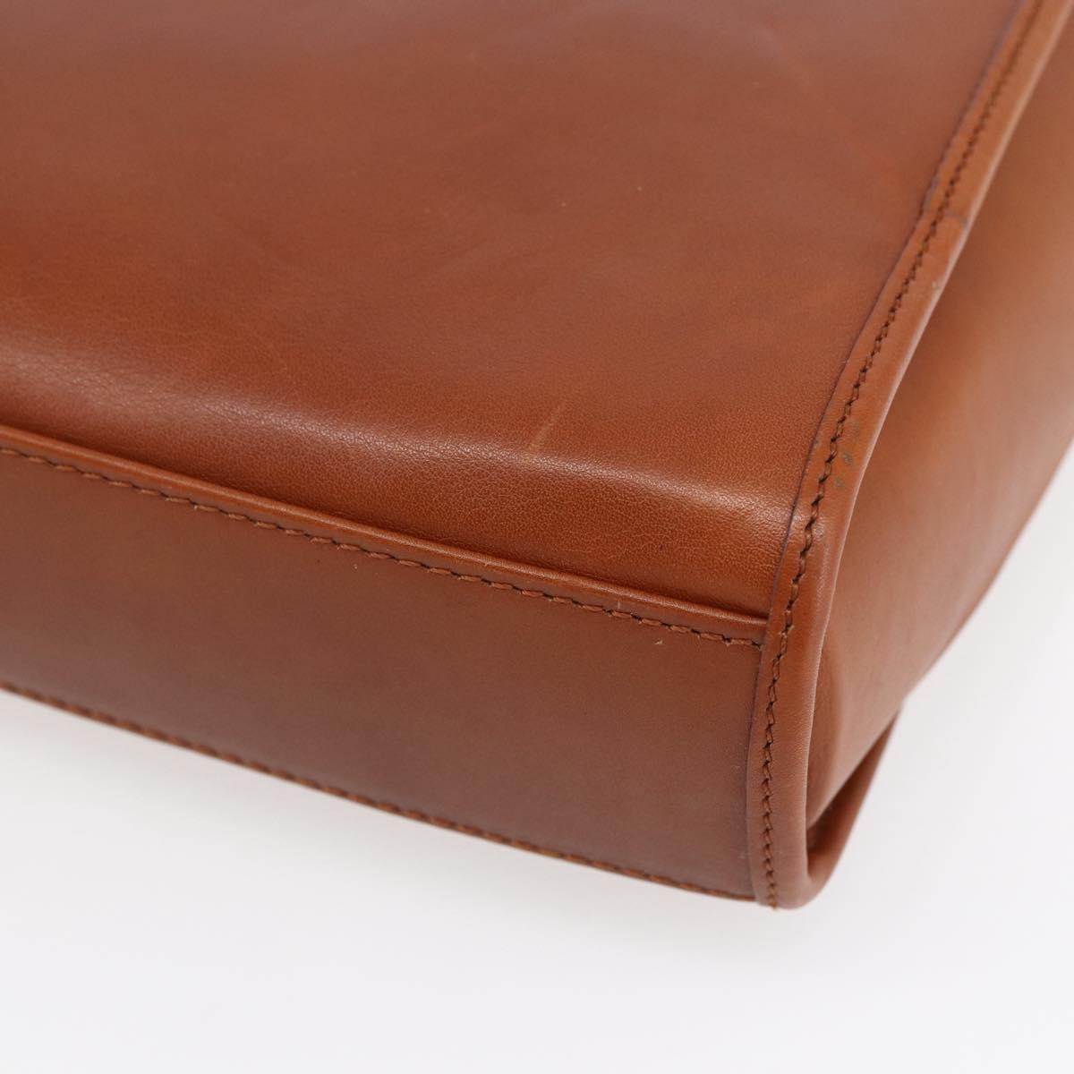 CELINE Hand Bag Leather 2way Brown gold Auth mr1643