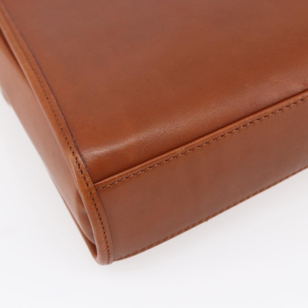 CELINE Hand Bag Leather 2way Brown gold Auth mr1643