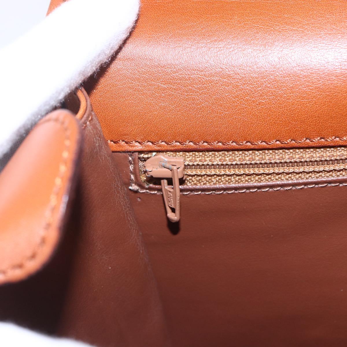 CELINE Hand Bag Leather 2way Brown gold Auth mr1643