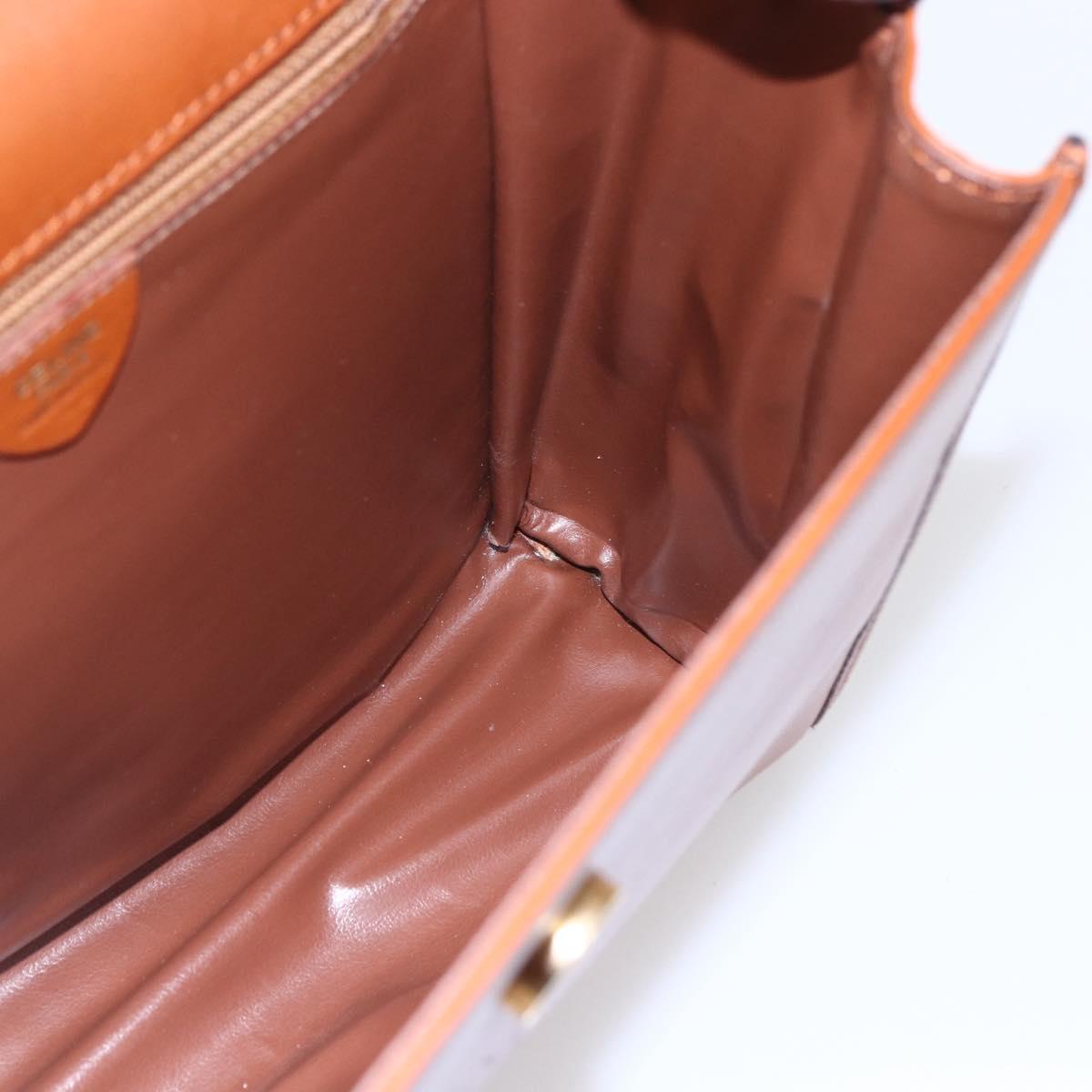 CELINE Hand Bag Leather 2way Brown gold Auth mr1643