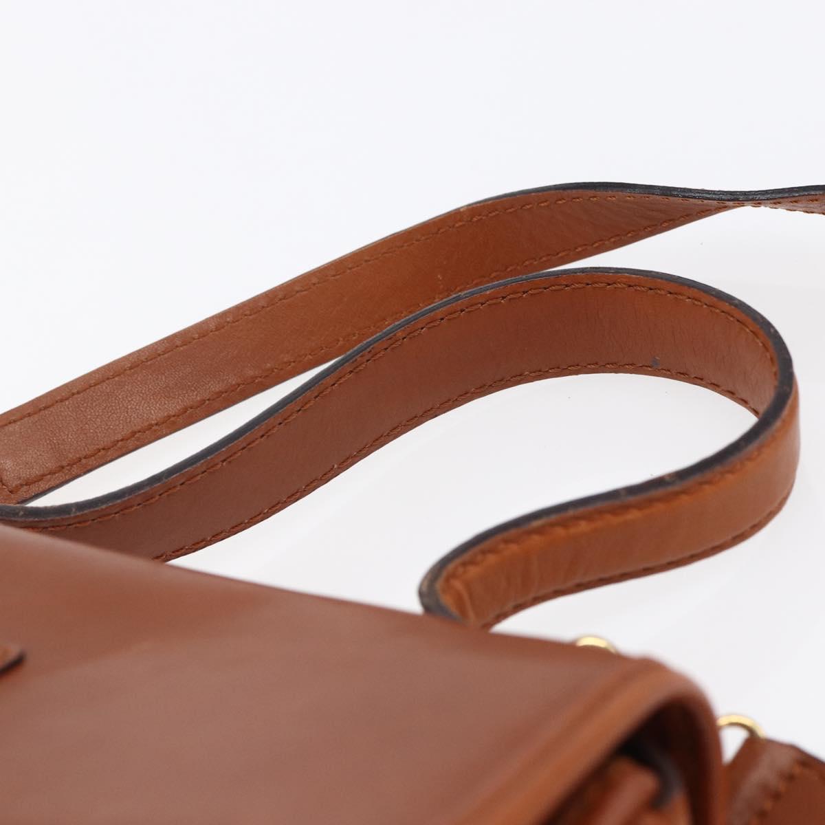 CELINE Hand Bag Leather 2way Brown gold Auth mr1643