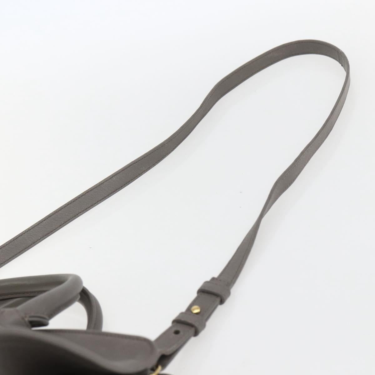 SAINT LAURENT Petit Cabas Hand Bag Leather 2way Gray Gold Auth mr1644