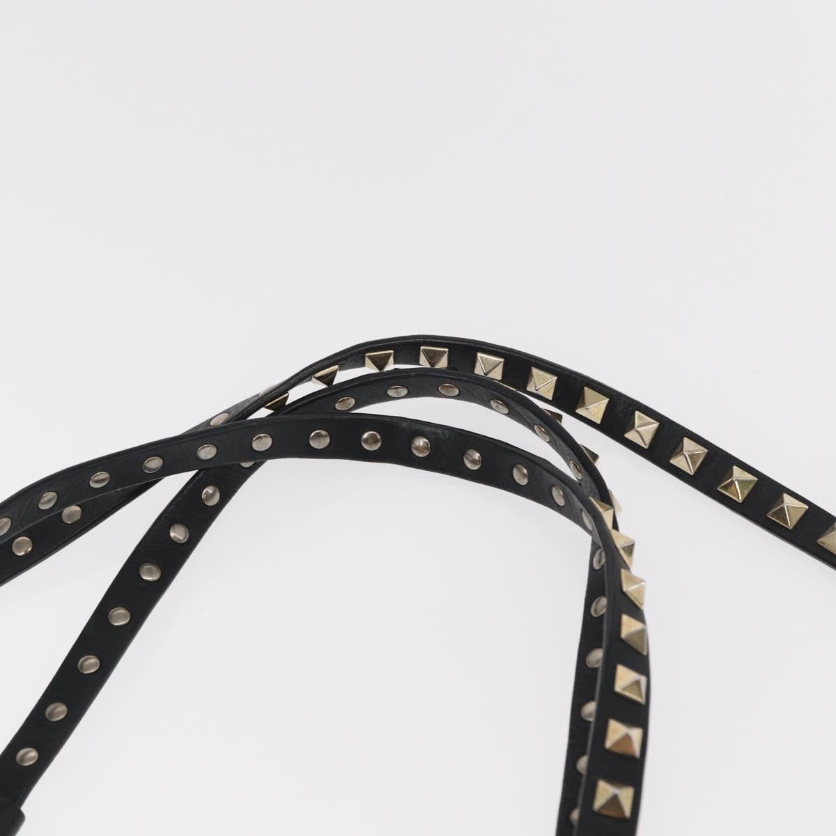 VALENTINO Studs Tote Bag Leather 2way Black Gold Silver Auth mr1645