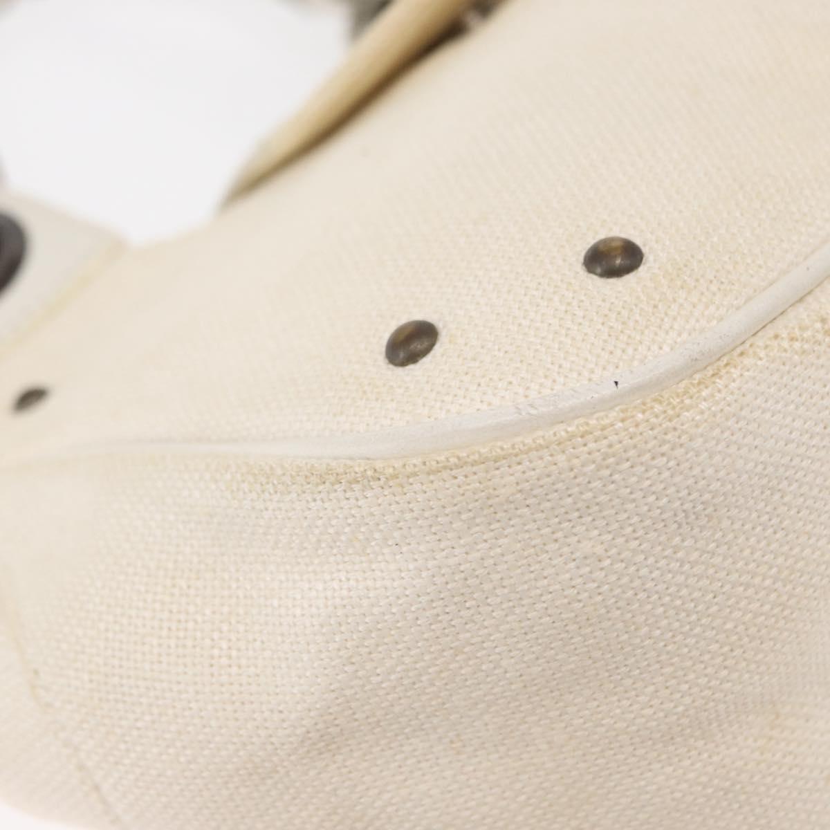 Chloe Hand Bag Canvas Leather White Auth mr1648