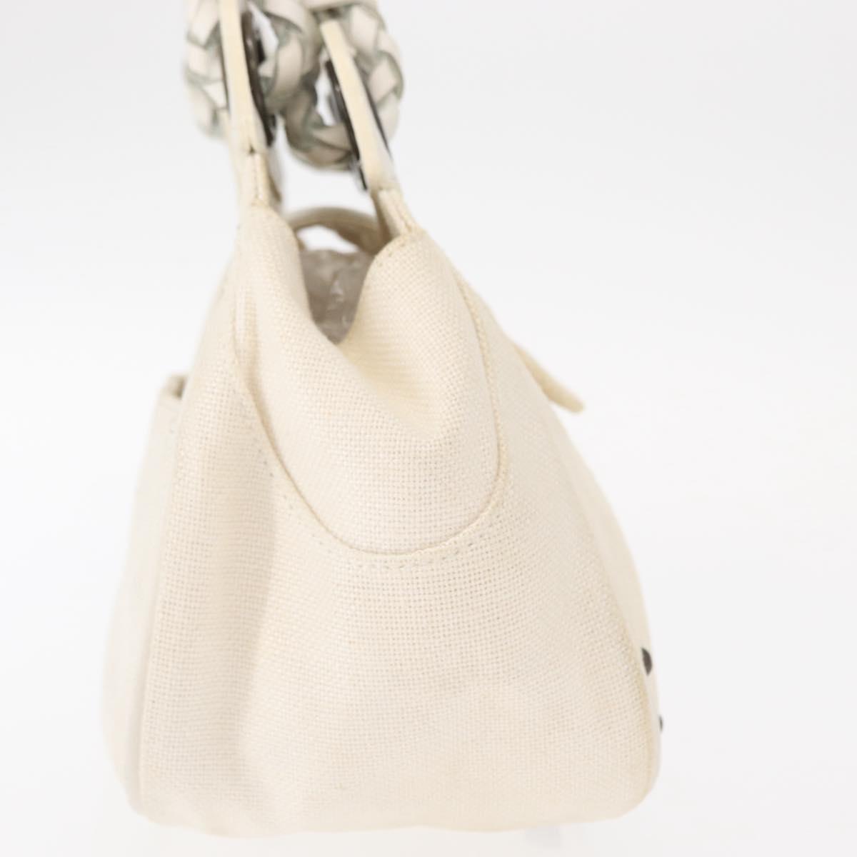Chloe Hand Bag Canvas Leather White Auth mr1648