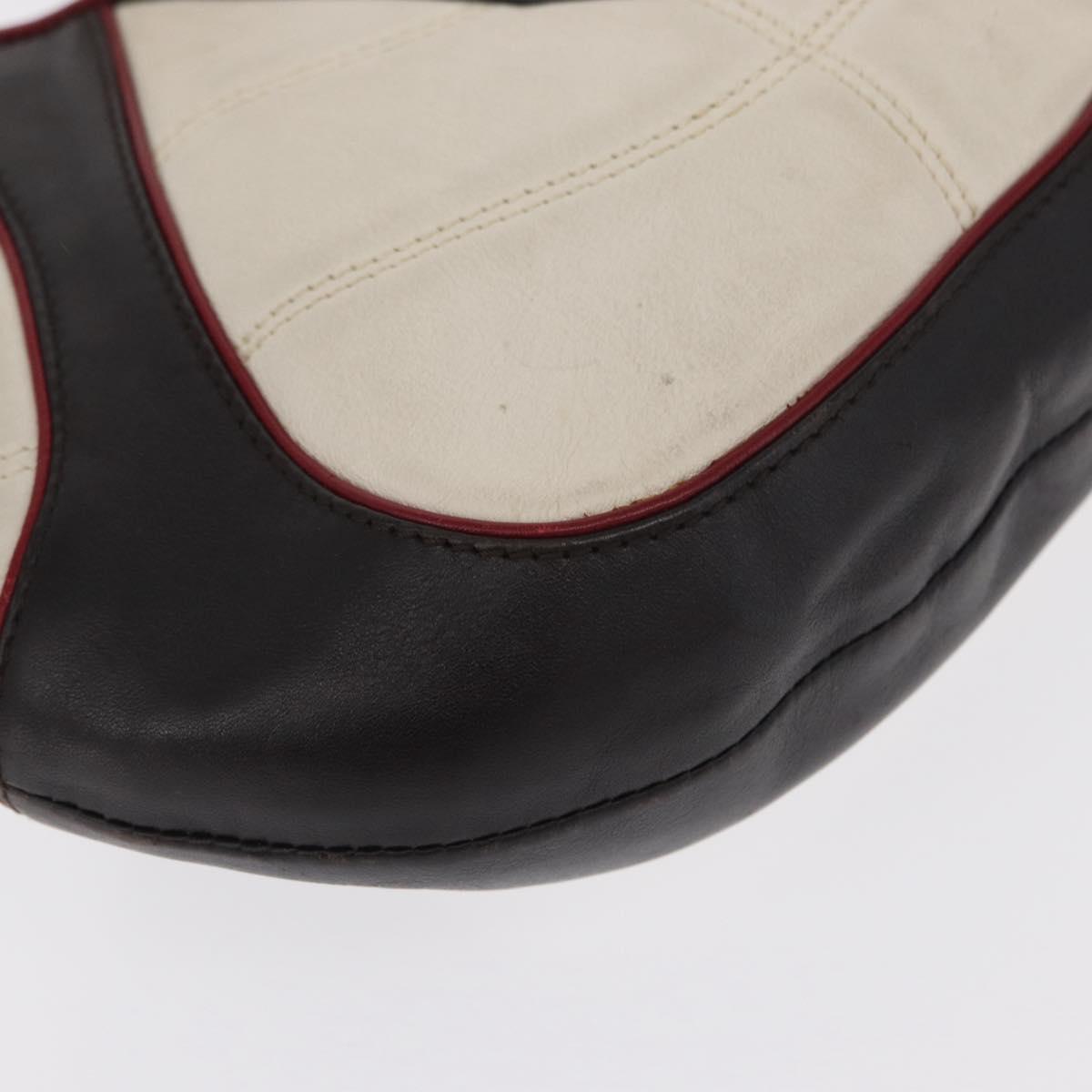 CELINE World Cup 2002 Shoulder Bag Leather White Black Silver Auth mr1649