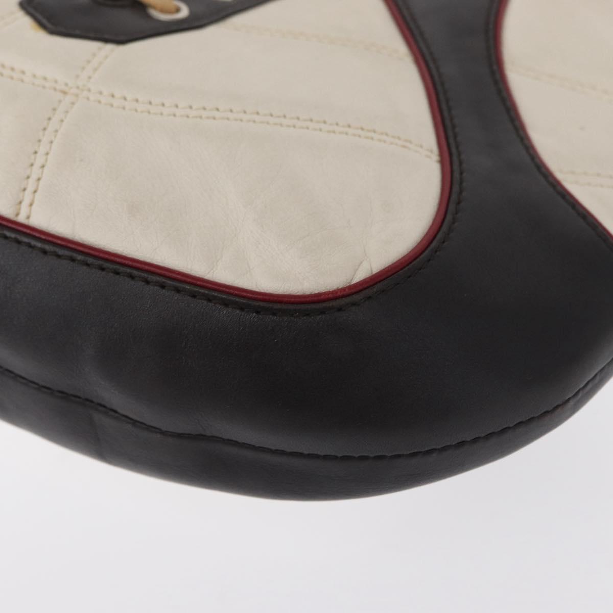 CELINE World Cup 2002 Shoulder Bag Leather White Black Silver Auth mr1649