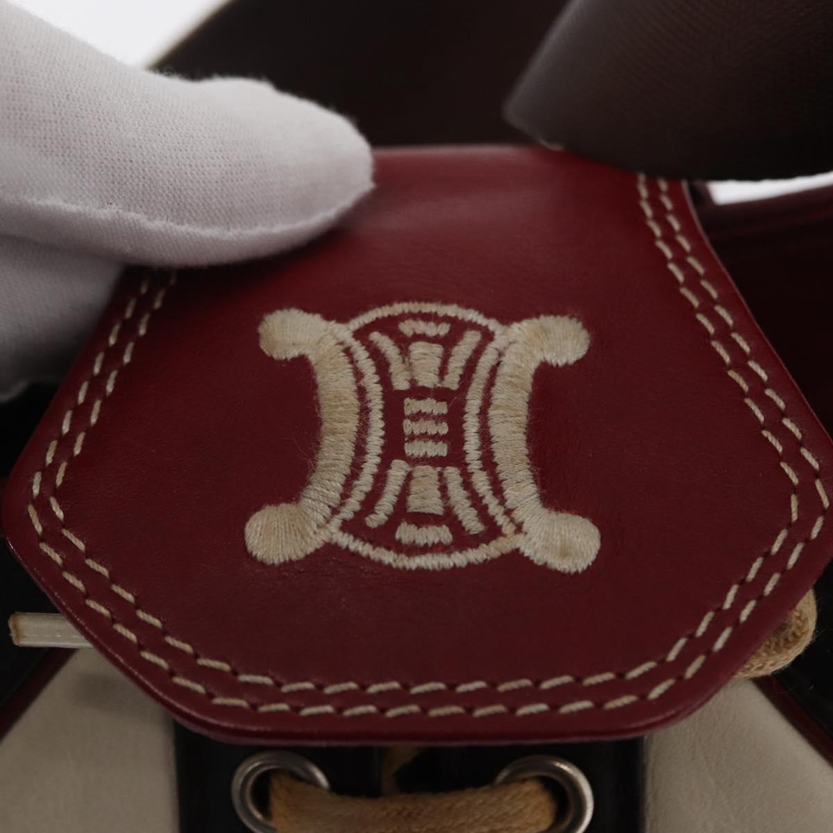 CELINE World Cup 2002 Shoulder Bag Leather White Black Silver Auth mr1649