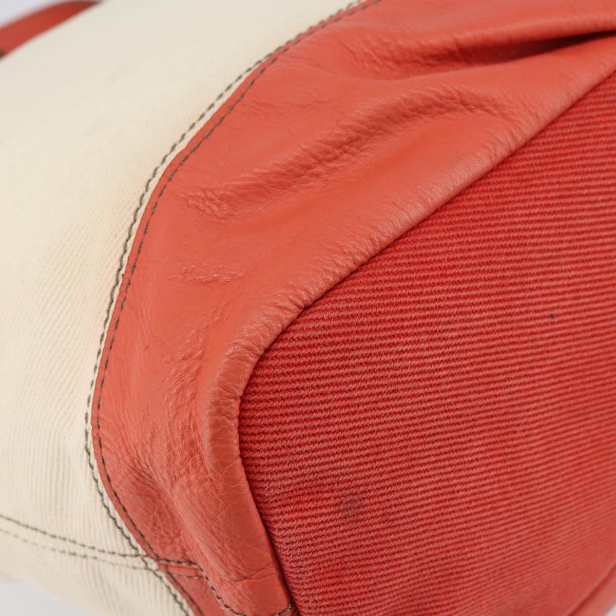 BURBERRY Blue Label Hand Bag Canvas Leather Beige Orange Auth mr1650