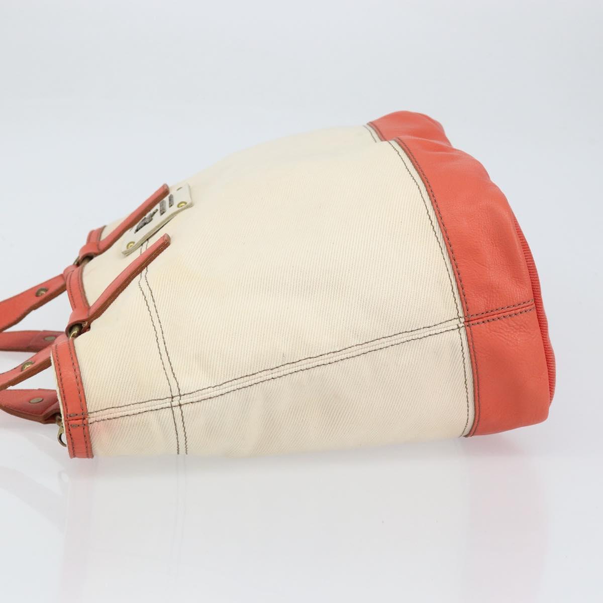 BURBERRY Blue Label Hand Bag Canvas Leather Beige Orange Auth mr1650