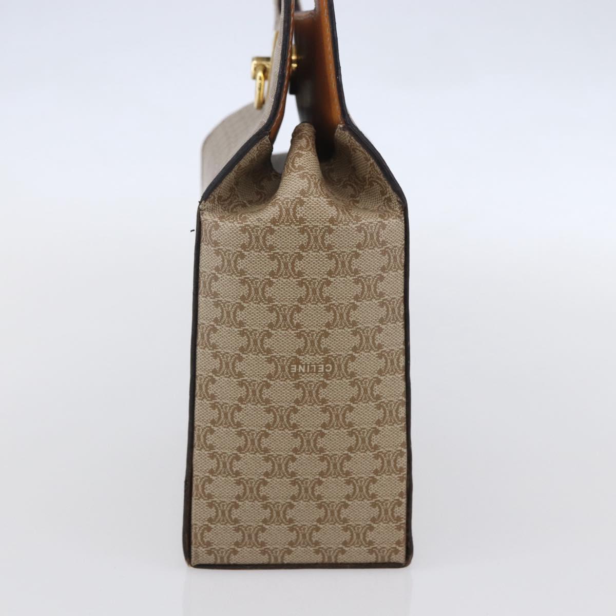 CELINE Macadam Canvas Hand Bag PVC Beige Gold Auth mr1651
