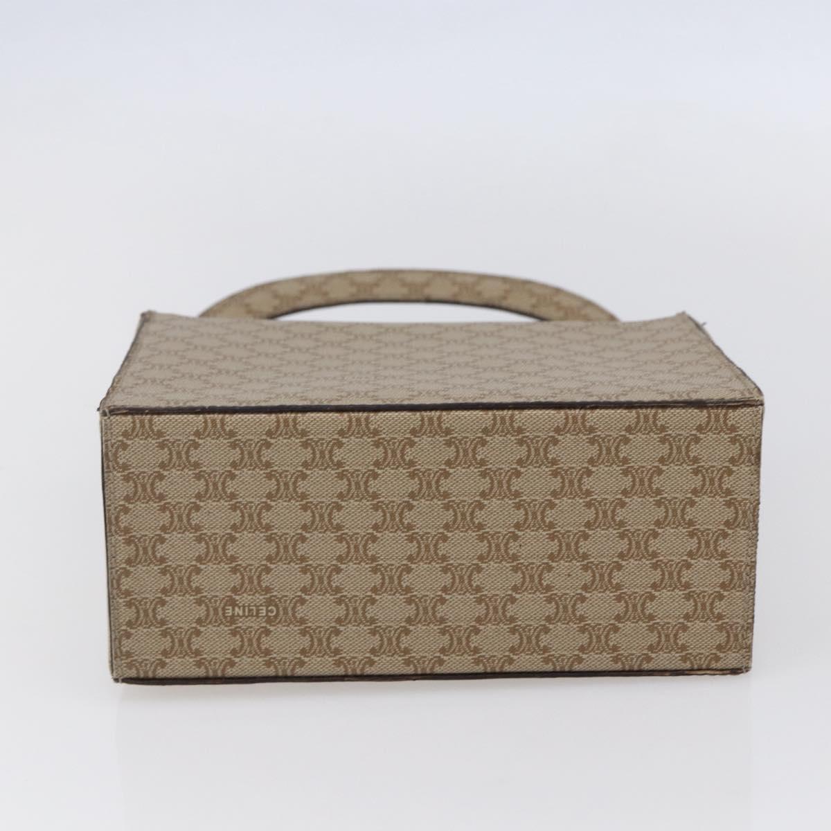 CELINE Macadam Canvas Hand Bag PVC Beige Gold Auth mr1651