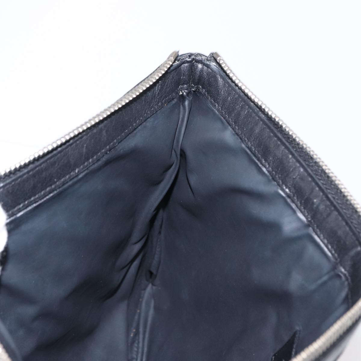 SAINT LAURENT Clutch Bag Canvas Leather Black Khaki Silver Auth mr1652