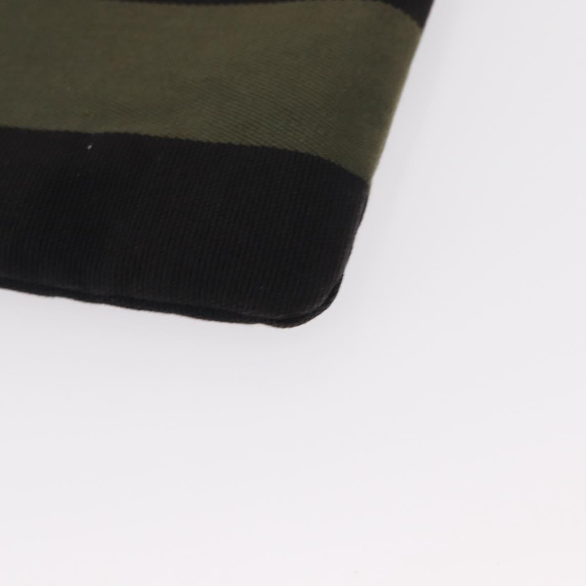 SAINT LAURENT Clutch Bag Canvas Leather Black Khaki Silver Auth mr1652