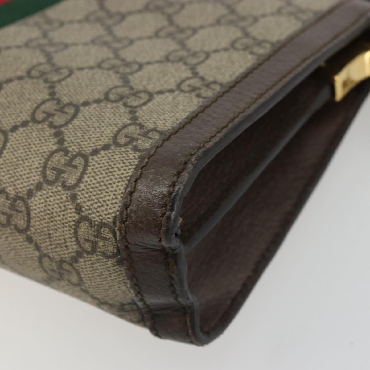 GUCCI GG Supreme Web Sherry Line Chain Bag PVC Beige Gold 503877 Auth mr1659
