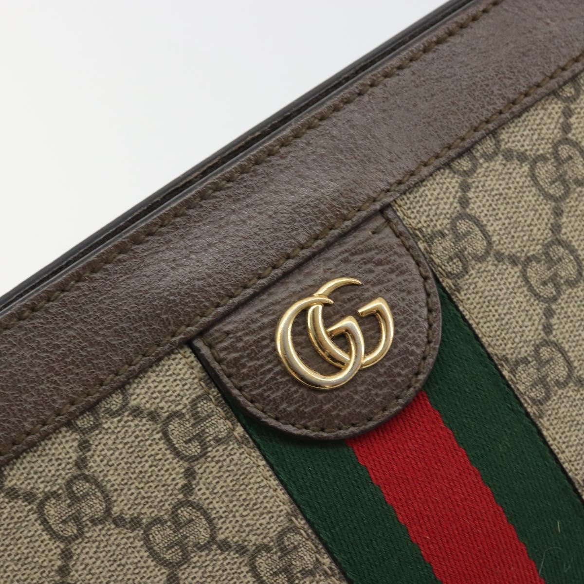 GUCCI GG Supreme Web Sherry Line Chain Bag PVC Beige Gold 503877 Auth mr1659
