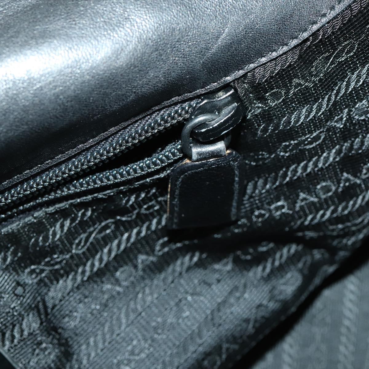 PRADA Studs Tote Bag Leather Black Silver Auth mr1666