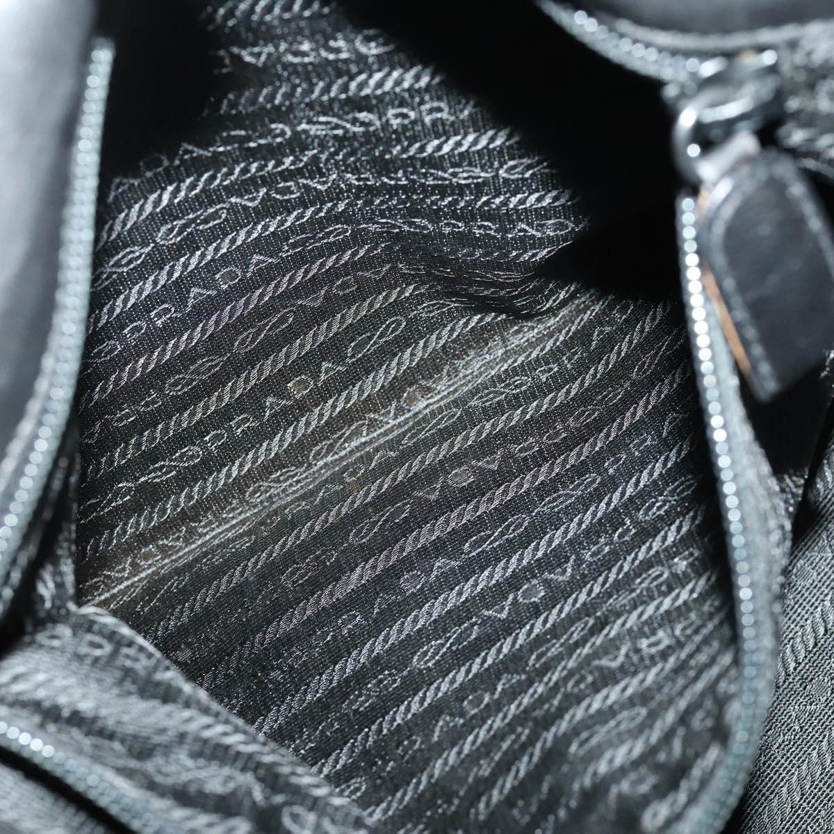 PRADA Studs Tote Bag Leather Black Silver Auth mr1666