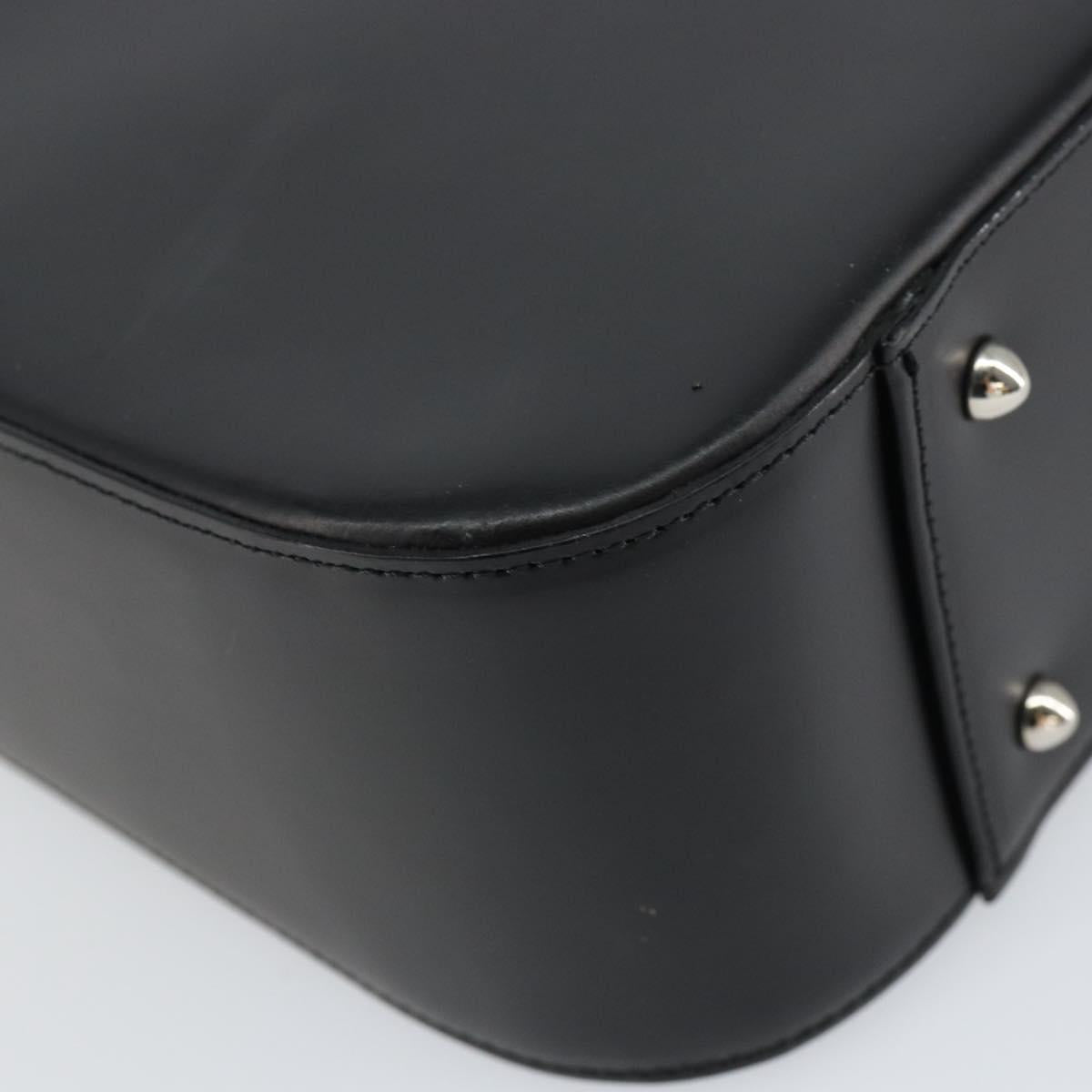 BURBERRY Nova Check Hand Bag Leather Black Silver Auth mr1680V