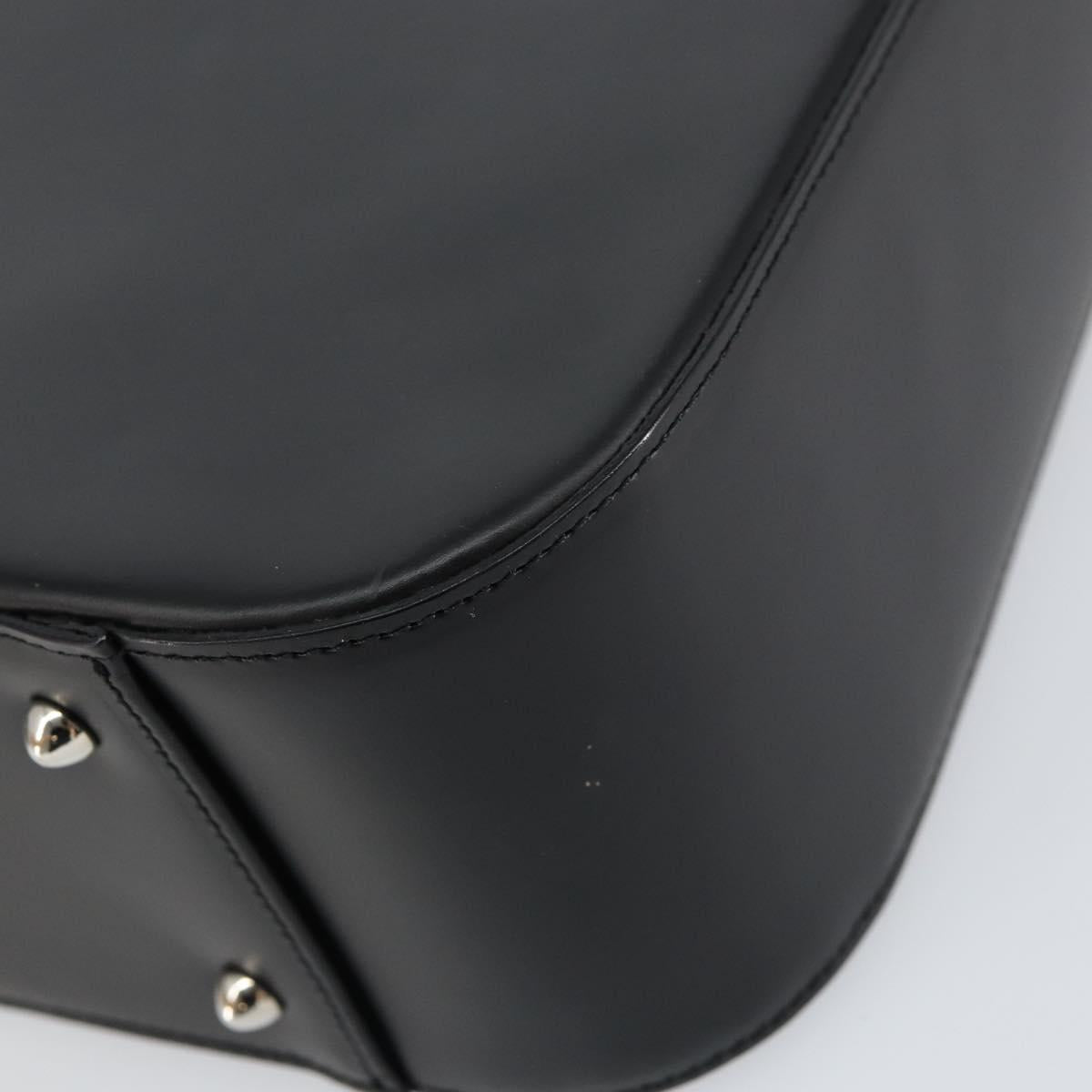 BURBERRY Nova Check Hand Bag Leather Black Silver Auth mr1680V