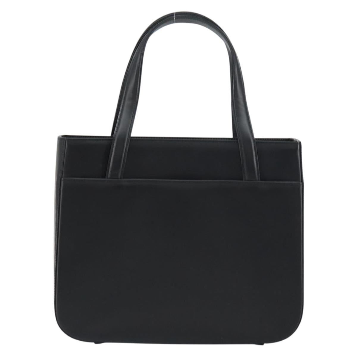 BURBERRY Nova Check Hand Bag Leather Black Silver Auth mr1680V