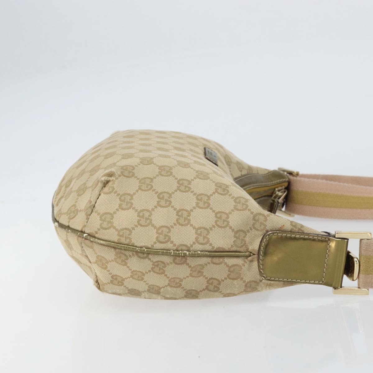 GUCCI GG Canvas Sherry Line Shoulder Bag Beige Gold 181092 Auth mr1685