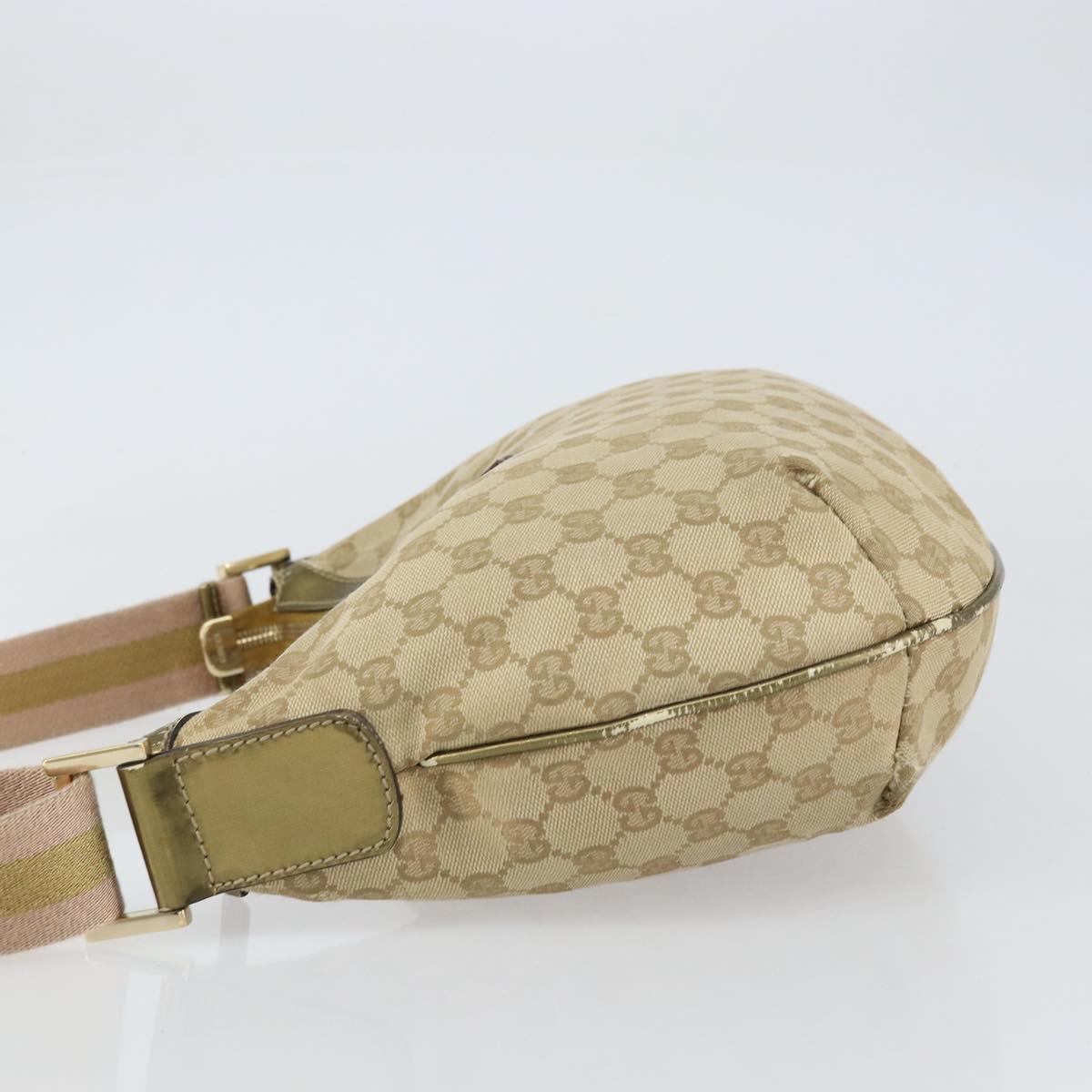 GUCCI GG Canvas Sherry Line Shoulder Bag Beige Gold 181092 Auth mr1685